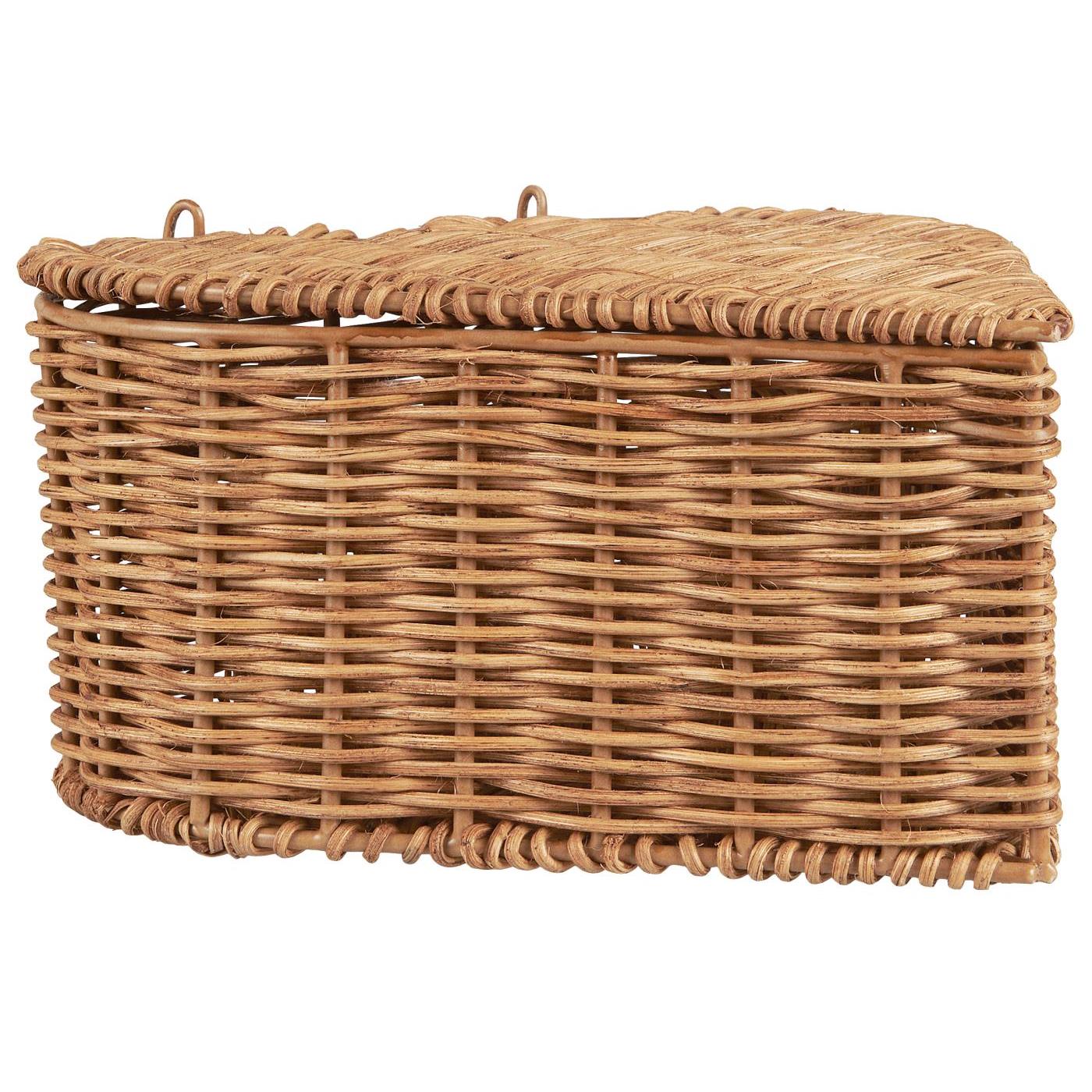 Scatola a forma di cuore in rattan e metallo con 4 scomparti 25x12x25 cm