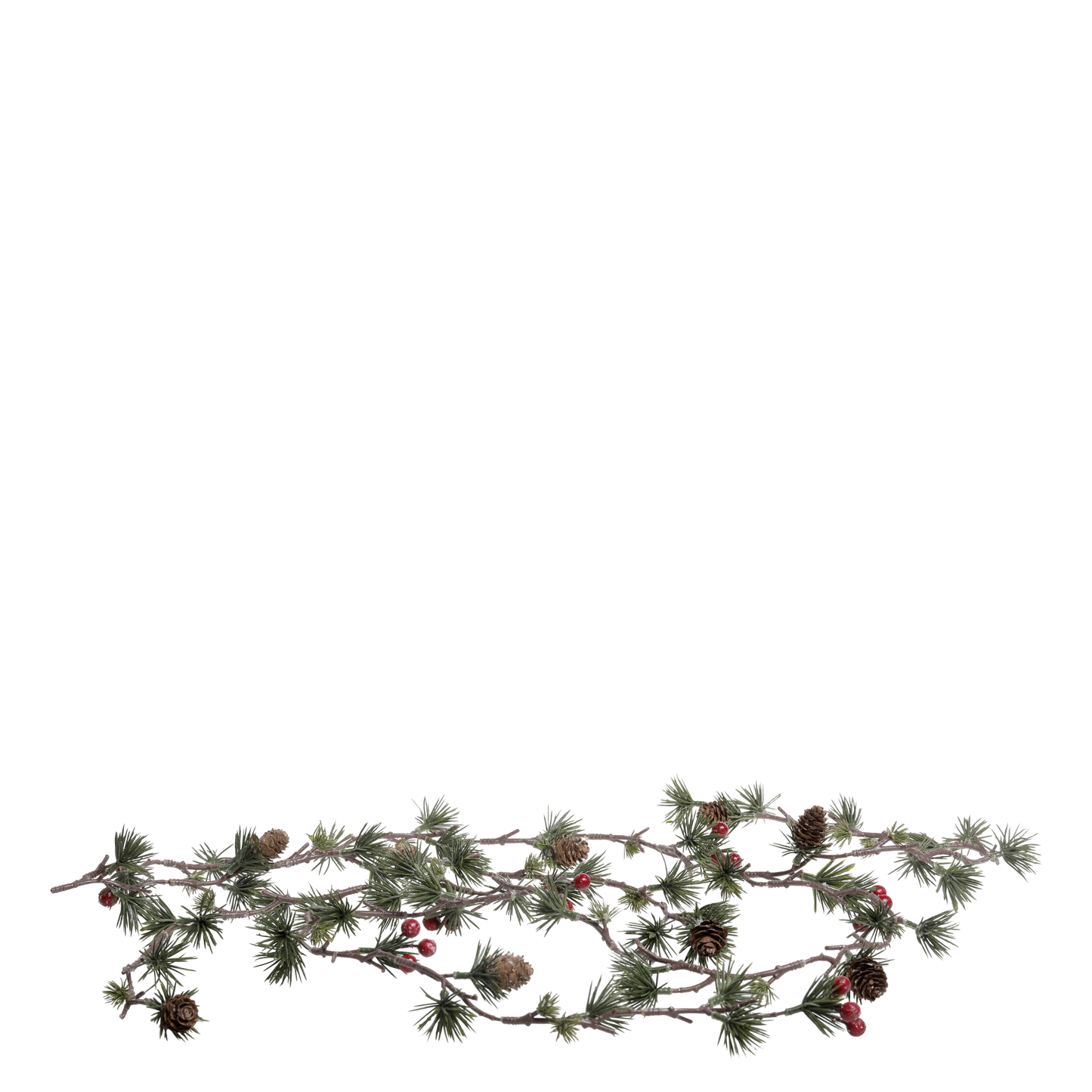 Ghirlanda di cedro con pigne e bacche rosse, 160 cm