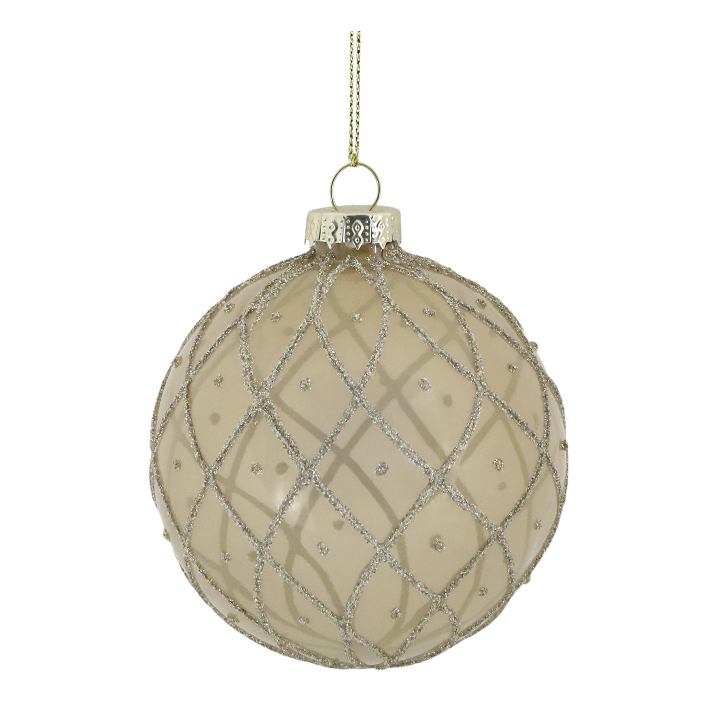 Palline di Natale in vetro, dipinte a mano, ø8 cm, color Champagne, 6 varianti