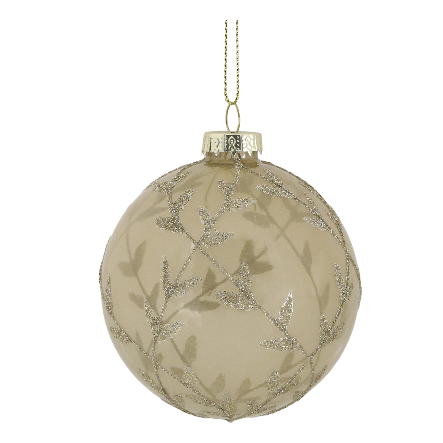 Palline di Natale in vetro, dipinte a mano, ø8 cm, color Champagne, 6 varianti