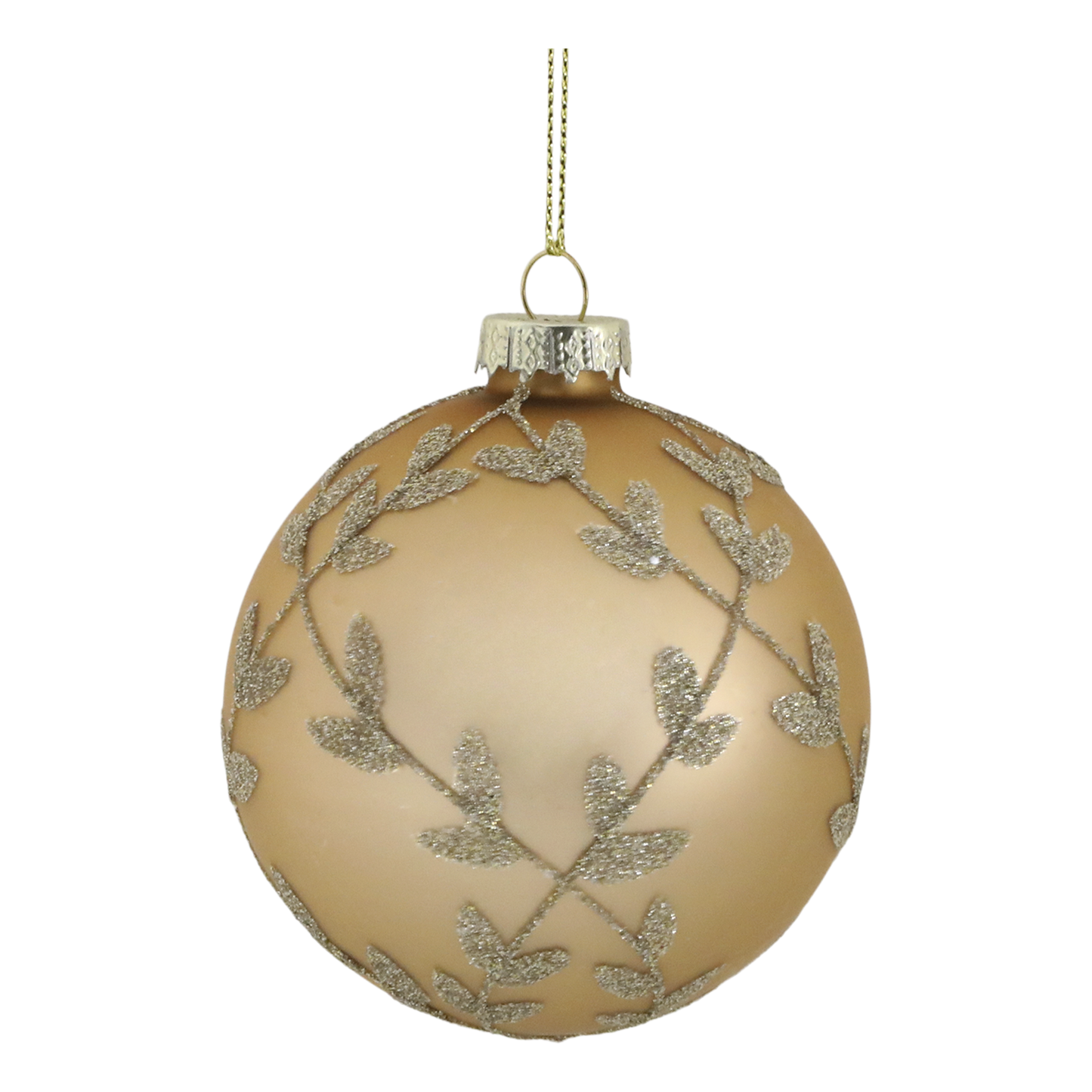 Palline di Natale in vetro, dipinte a mano, ø8 cm, color Champagne, 6 varianti