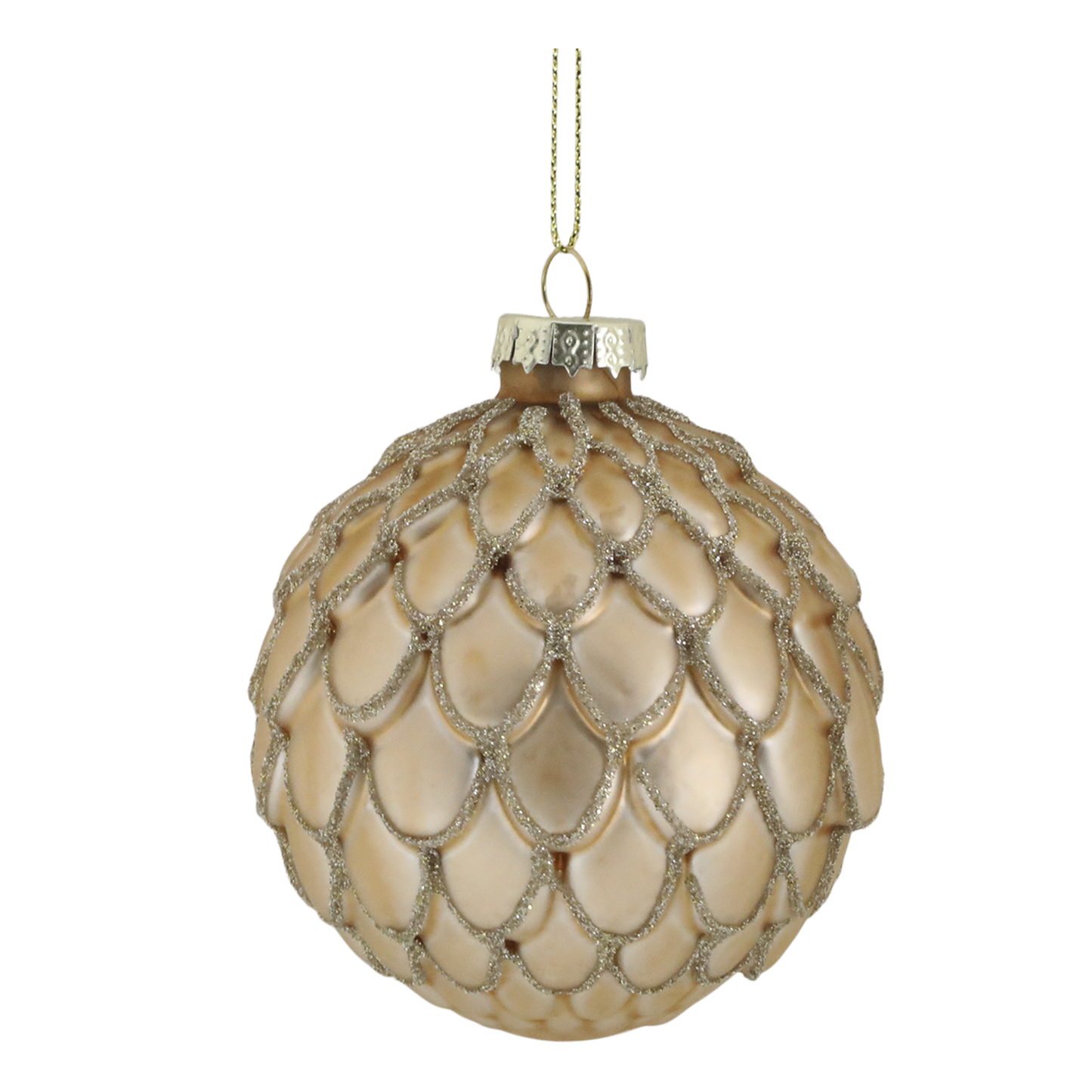 Palline di Natale in vetro, dipinte a mano, ø8 cm, color Champagne, 6 varianti