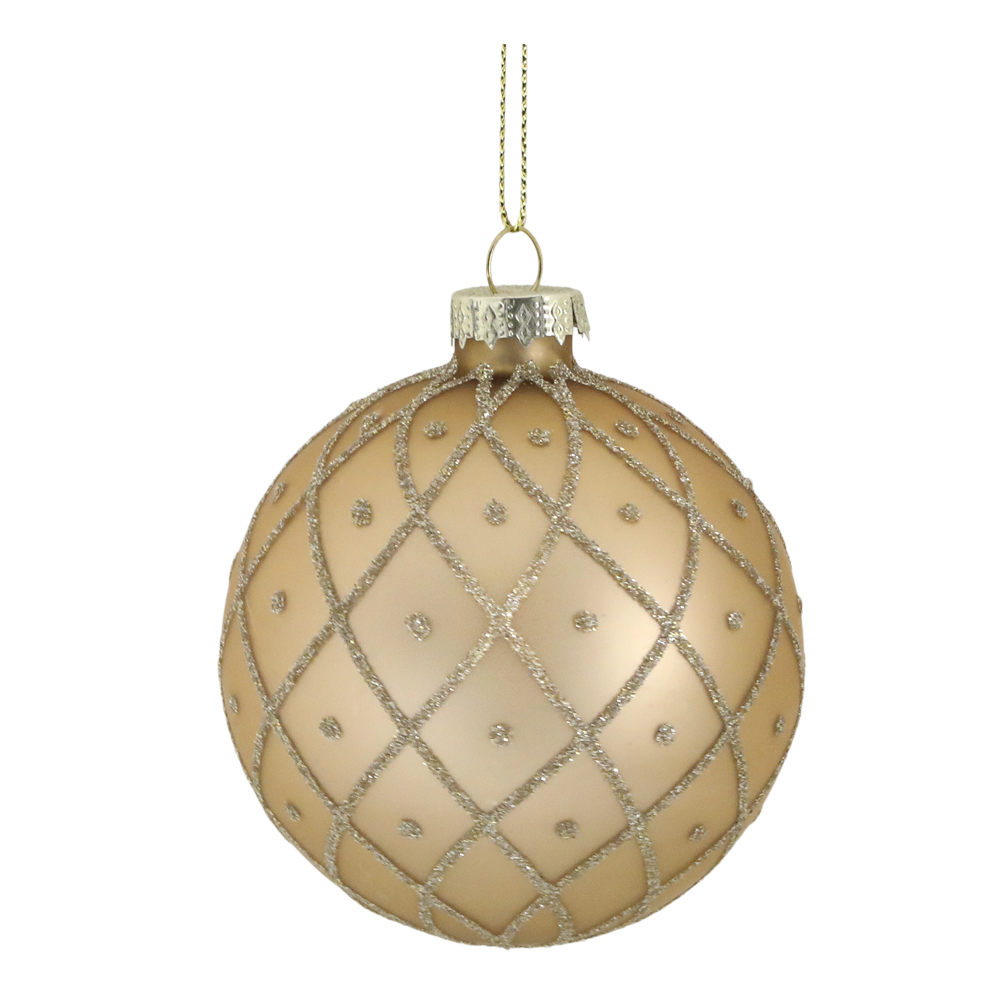 Palline di Natale in vetro, dipinte a mano, ø8 cm, color Champagne, 6 varianti