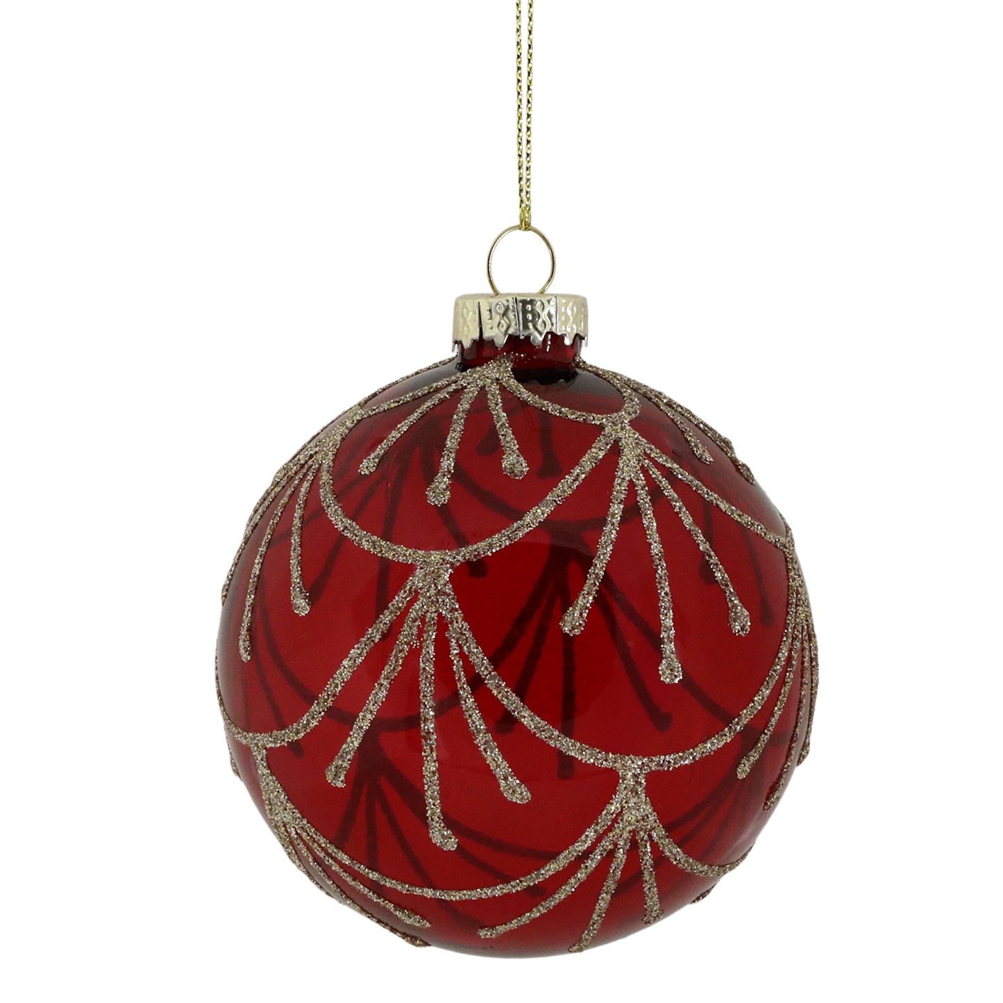 Palline di Natale in vetro dipinte a mano, rosso ciliegia, ø 8 cm, 6 varianti