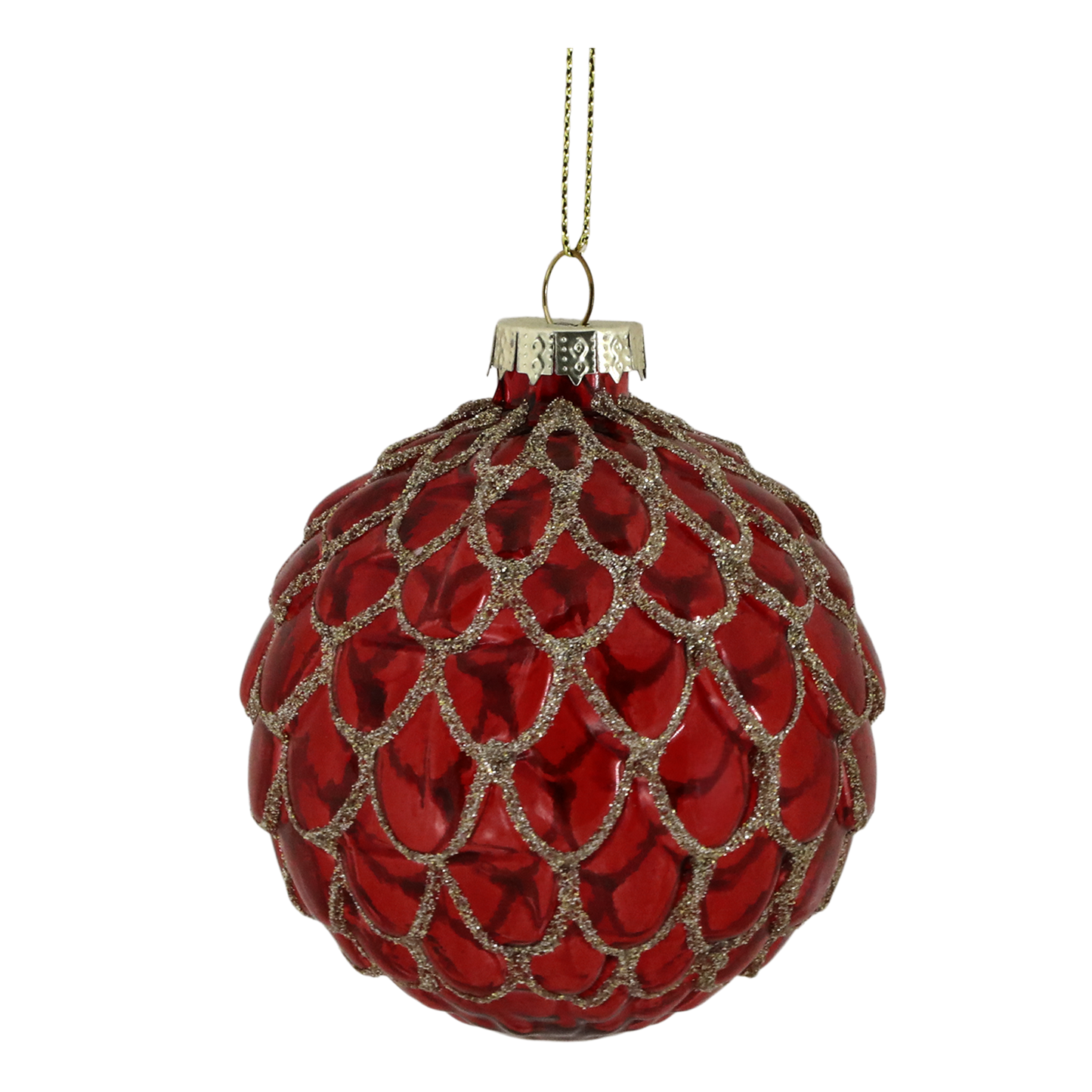 Palline di Natale in vetro dipinte a mano, rosso ciliegia, ø 8 cm, 6 varianti