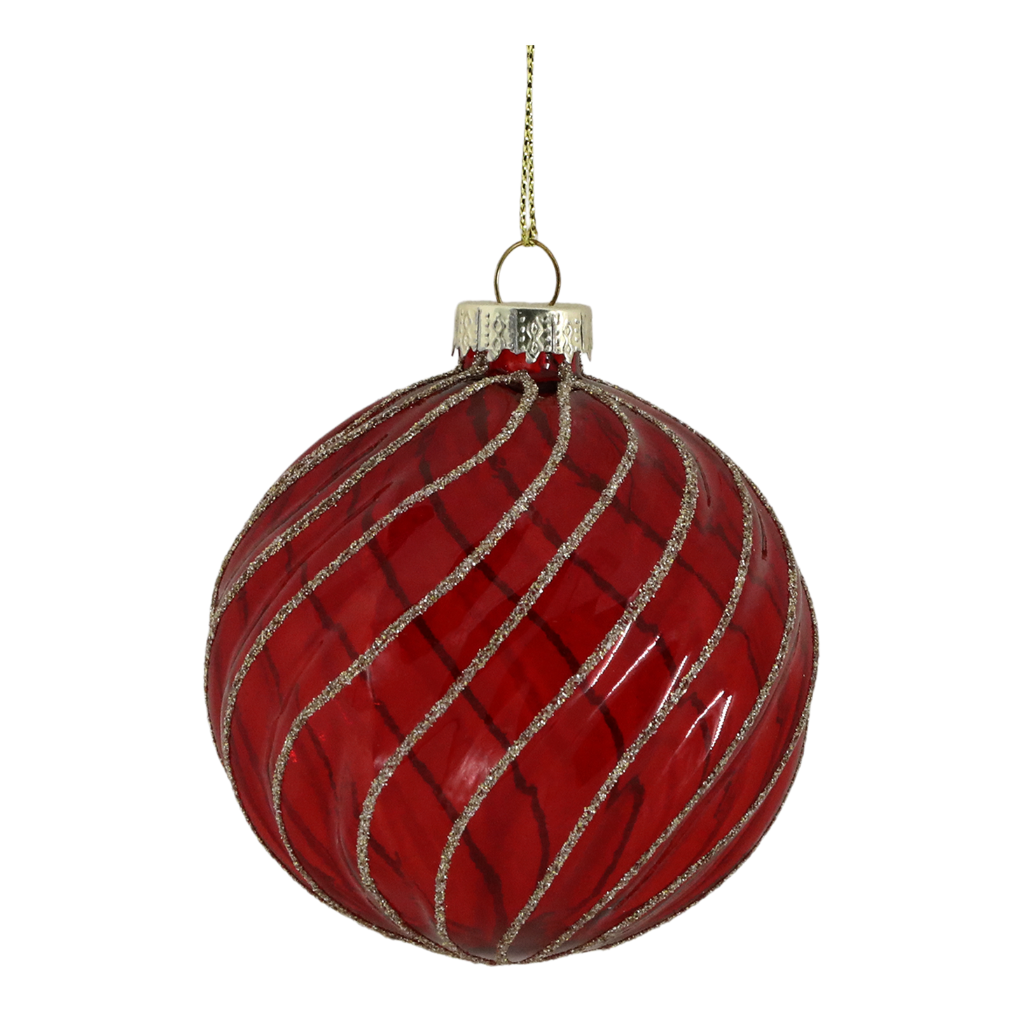 Palline di Natale in vetro dipinte a mano, rosso ciliegia, ø 8 cm, 6 varianti