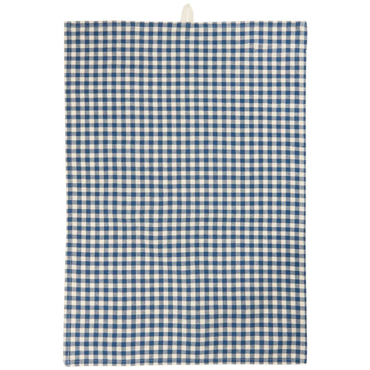 Strofinaccio Lucas colore blu chiaro con piccoli quadri naturali, 40x70 cm