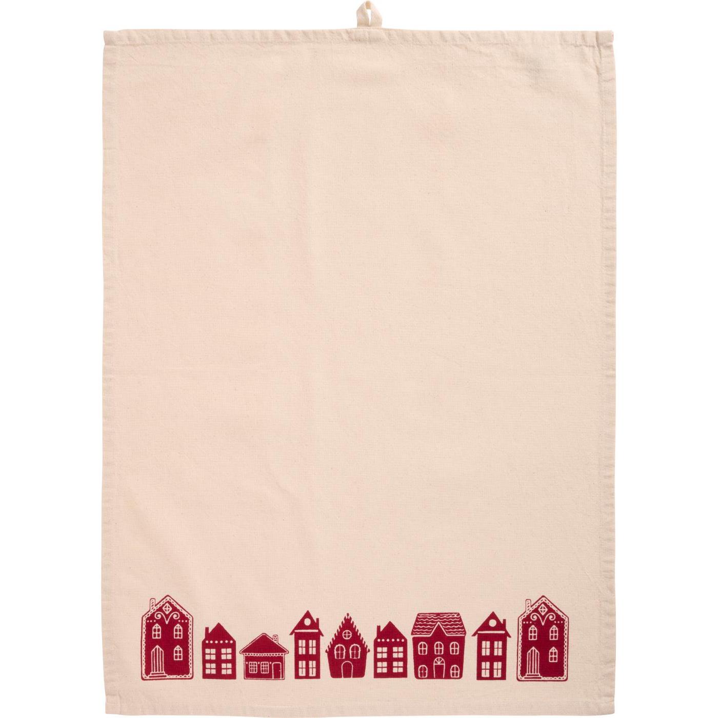 Strofinaccio Sally con casette rosse 50x70 cm