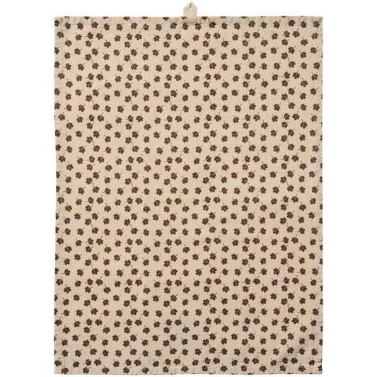 Strofinaccio Birk colore naturale con foglioline marroni 50x70 cm
