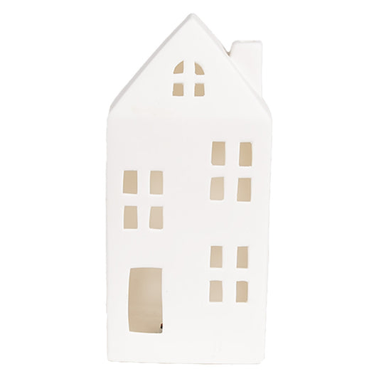 Casetta bianca in porcellana con luce led 7x6x15 cm