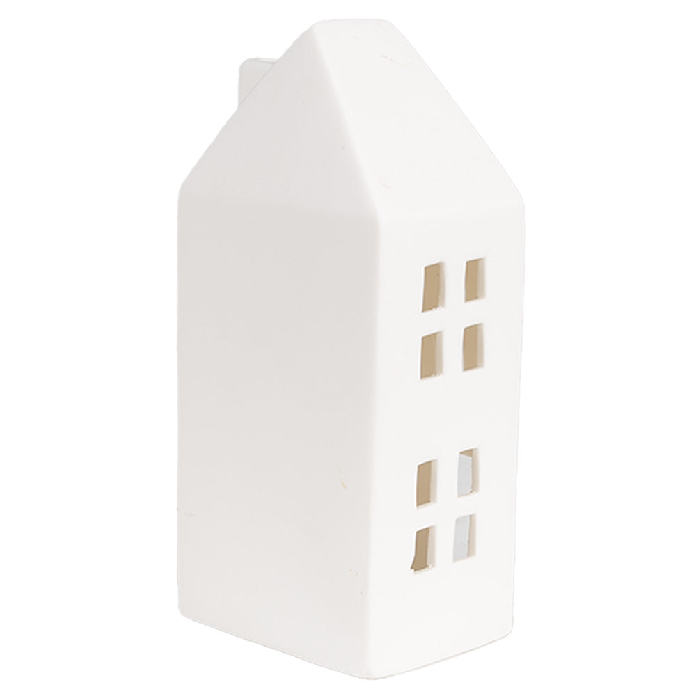 Casetta bianca in porcellana con luce led 7x6x15 cm