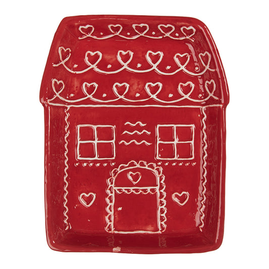 Piatto Casetta rosso e bianco in ceramica 15x19x3 cm