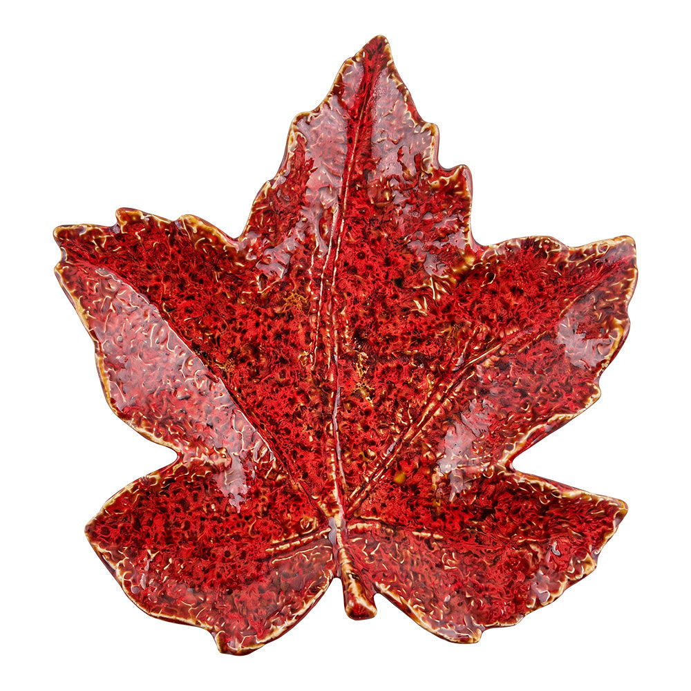 Ciotola foglia rossa, in ceramica, 20x19x4 cm