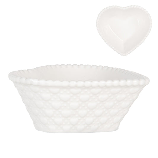 Ciotola a forma di cuore in ceramica bianca 75 ml