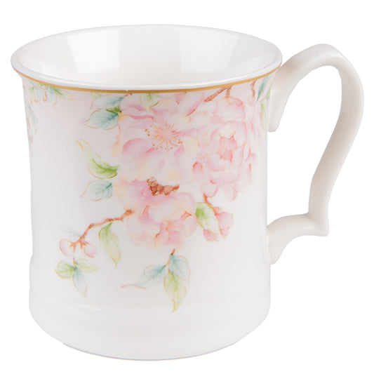 Tazza bianca con rose 13x9 cm 414 ml