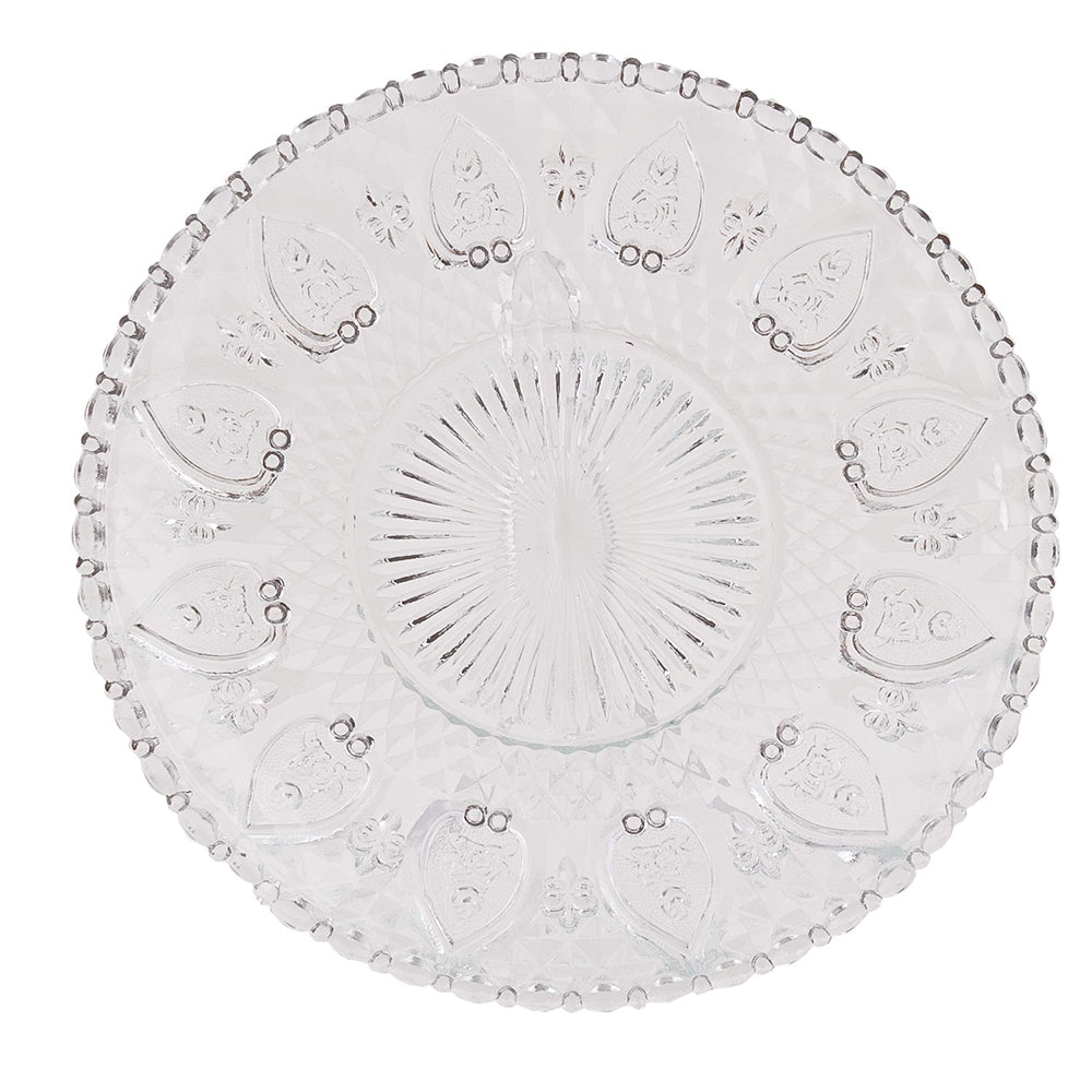 Piatto in vetro trasparente decorato ø 22 cm