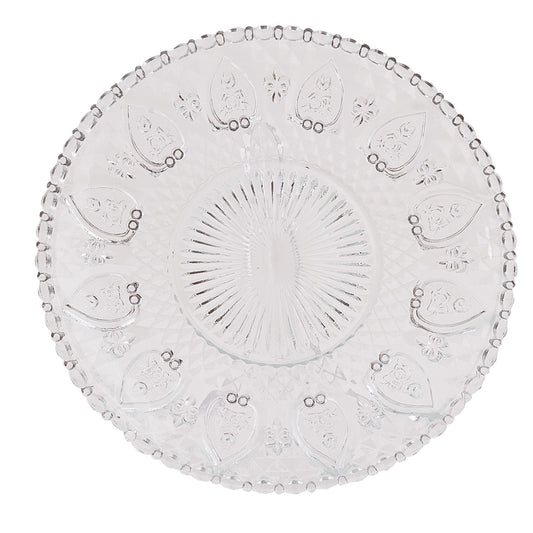 Piatto in vetro trasparente decorato ø 22 cm