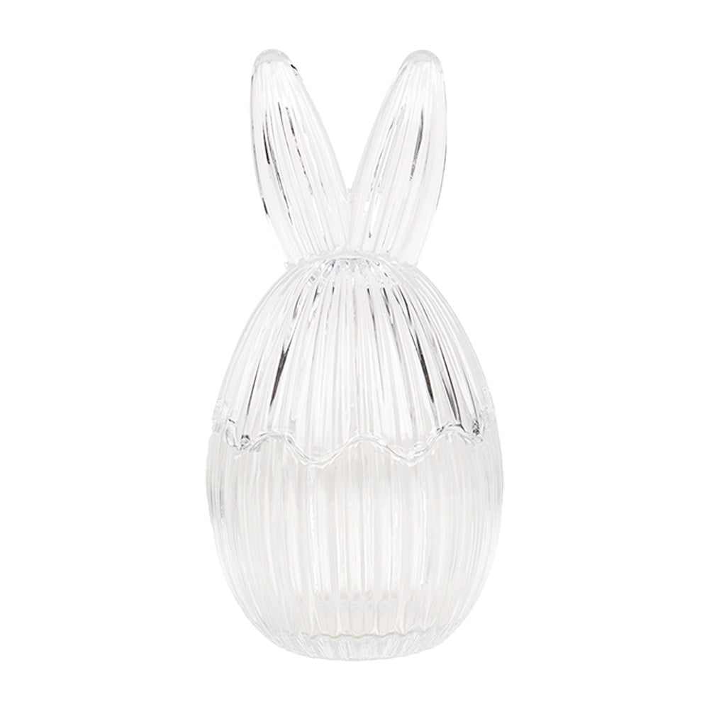 Barattolo in vetro a forma di uovo con orecchie, ø 9x17 cm