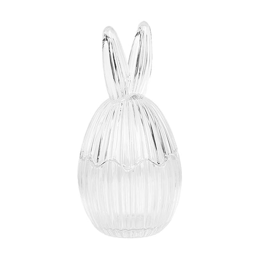 Barattolo in vetro a forma di uovo con orecchie, ø 9x17 cm