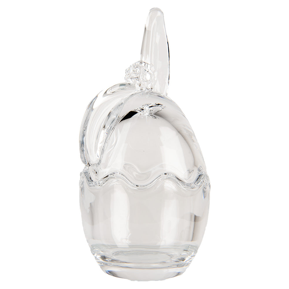 Barattolo in vetro a forma di uovo con orecchie e fiorellino, 6x6x12 cm