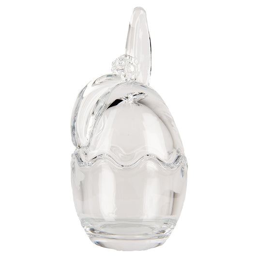 Barattolo in vetro a forma di uovo con orecchie e fiorellino, 6x6x12 cm