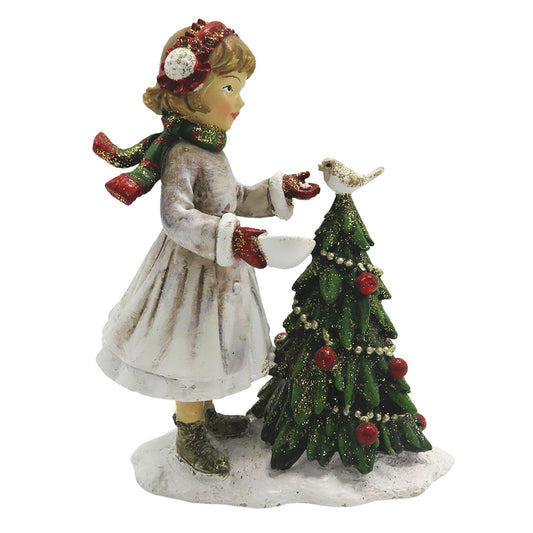 Statua Bimba con albero 12x9x5 cm