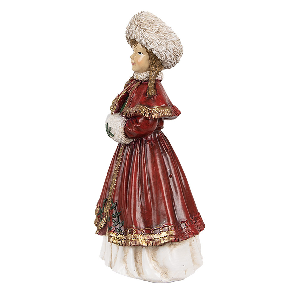 Statua Bimba con cappotto rosso 17x9x7 cm