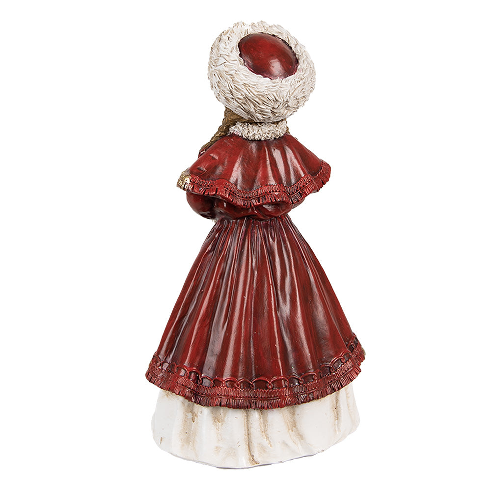 Statua Bimba con cappotto rosso 17x9x7 cm