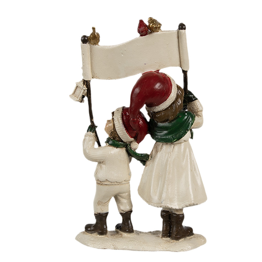 Statua natalizia bimbi beige "Happy Christmas" 23x14x7 cm