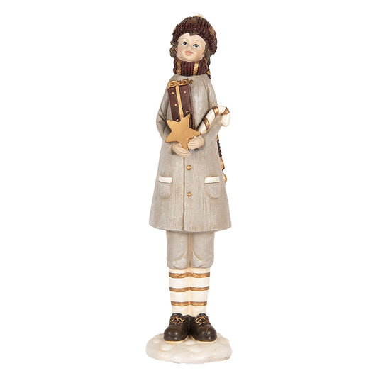 Statua Bambino con stella, regalo e candy cane h 30x8x8 cm