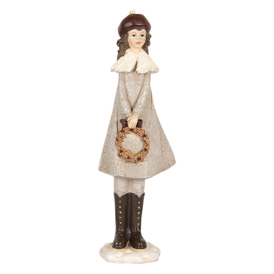 Statua Bambina con ghirlanda h 30x10x8 cm