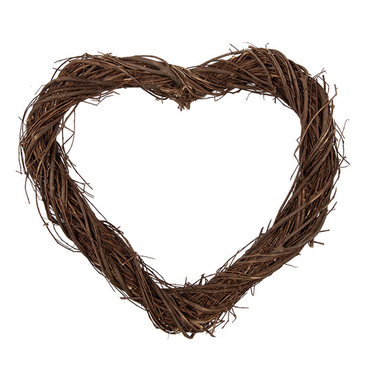 Ghirlanda a forma di cuore in rattan 30x30x3 cm