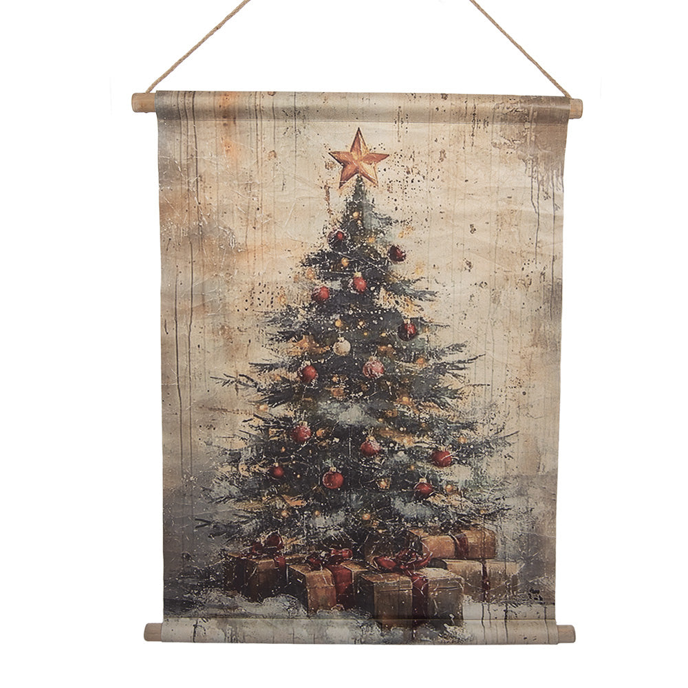 Quadro pergamena da appendere, Albero di Natale vintage ,h 75x55x3 cm