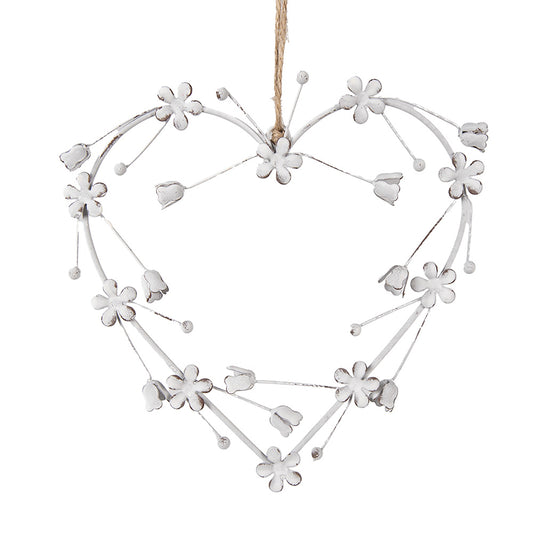 Cuore bianco in metallo da appendere 17x17 cm