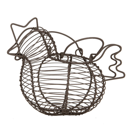 Cestino in ferro a forma di gallina h 17x14x23 cm