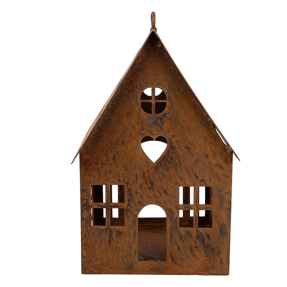 Casetta in metallo marrone, h 17x10x10 cm