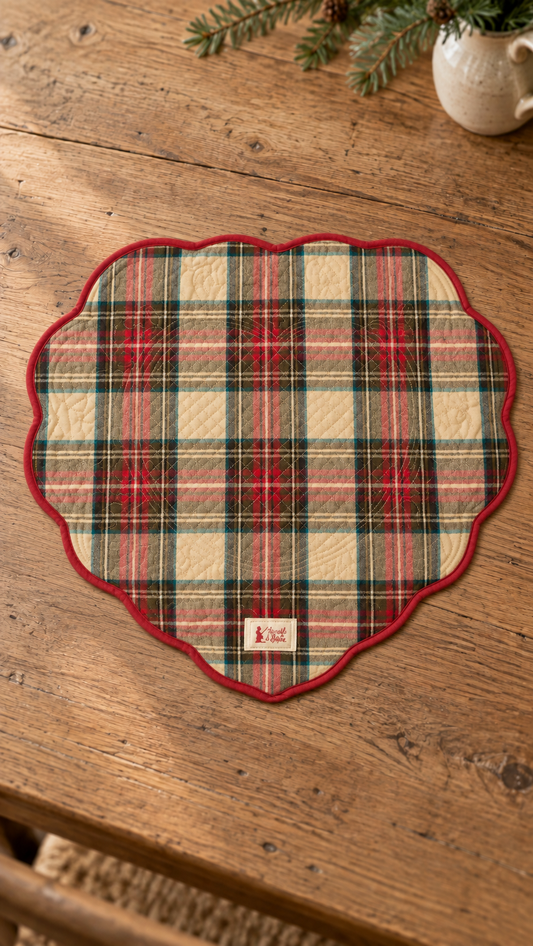 Tovaglietta Cuore Quilt Tartan, 40x42 cm