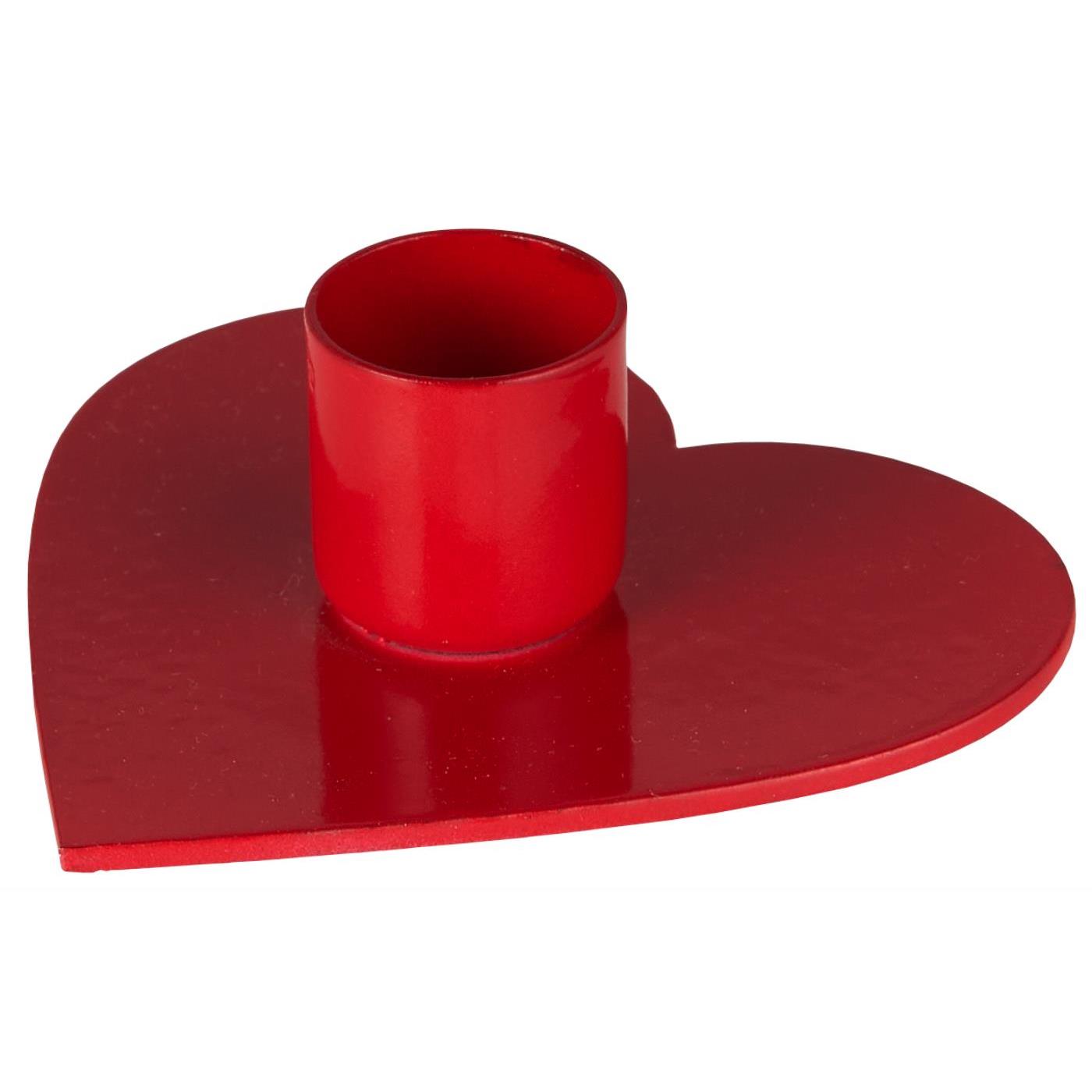 Portacandela in metallo rosso con cuore 8x8,3xh2,5 cm foro 2,2cm