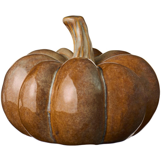 Zucca decorativa in ceramica color beige/arancio h 11 cm, ø 15 cm *con piccolo difetto*