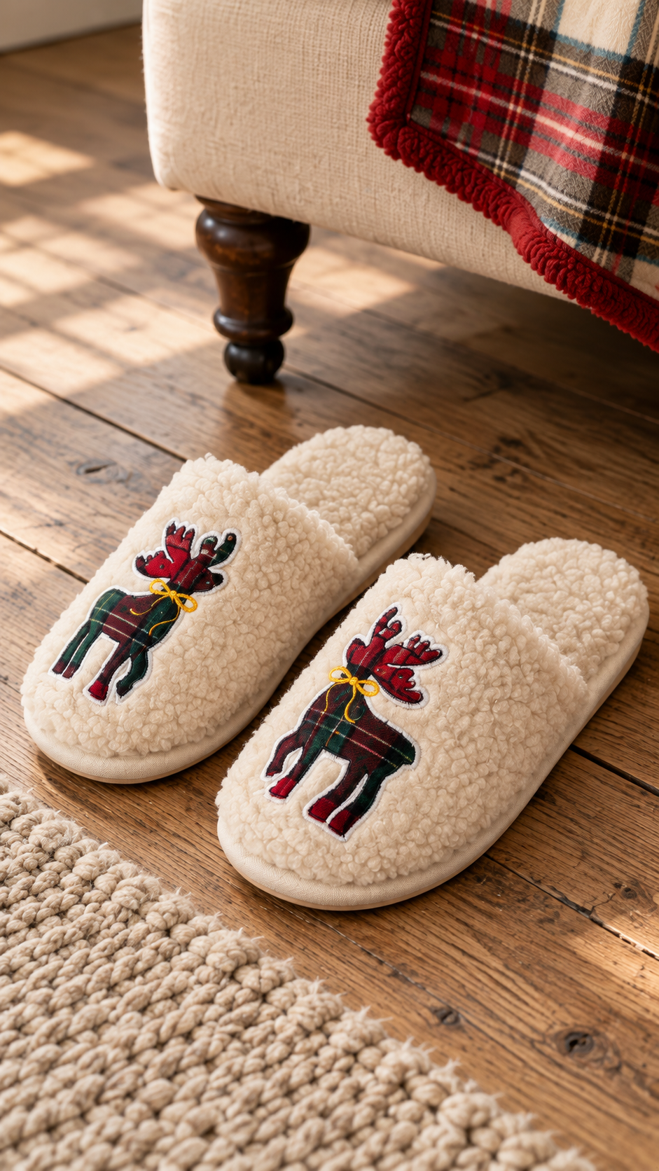 Ciabatte orsetto con renna tartan, Varie misure