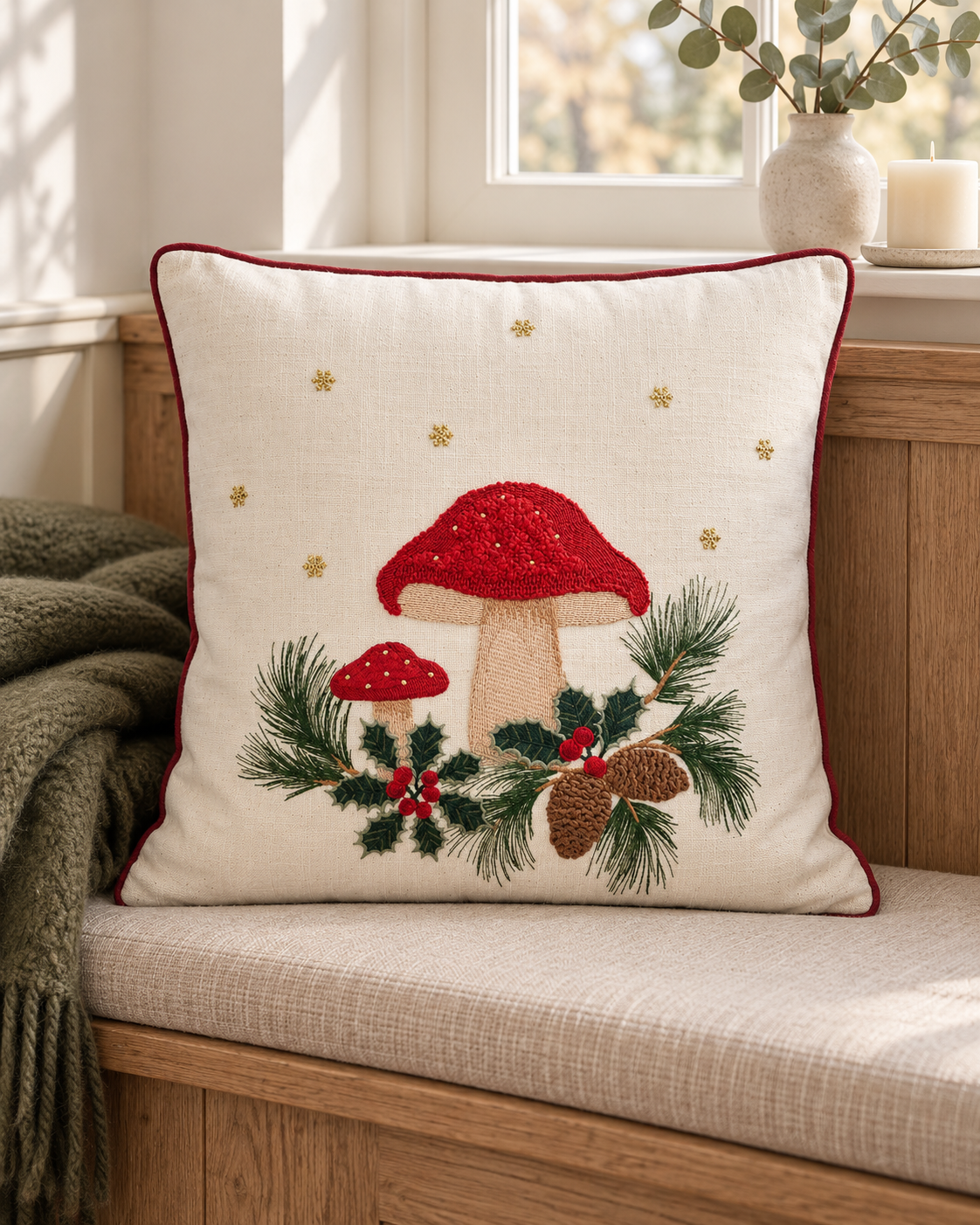 Cuscino Funghi, 45x45 cm