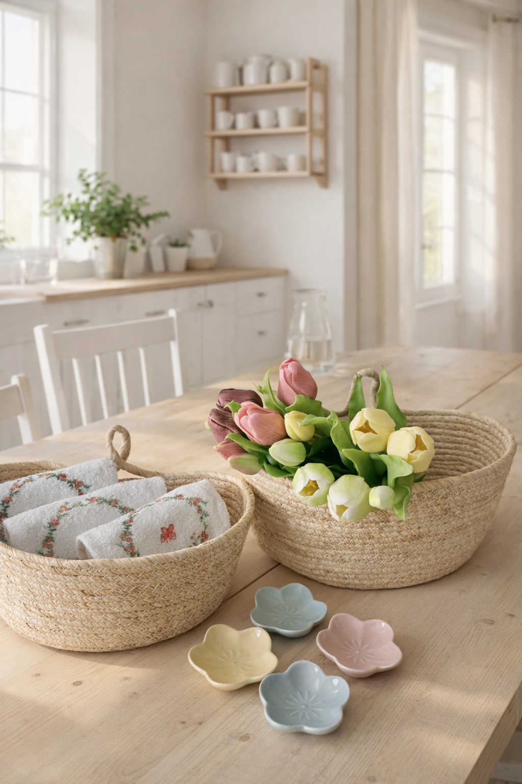 Asciugamano in micro spugna con roselline e farfalle, 40x66 cm