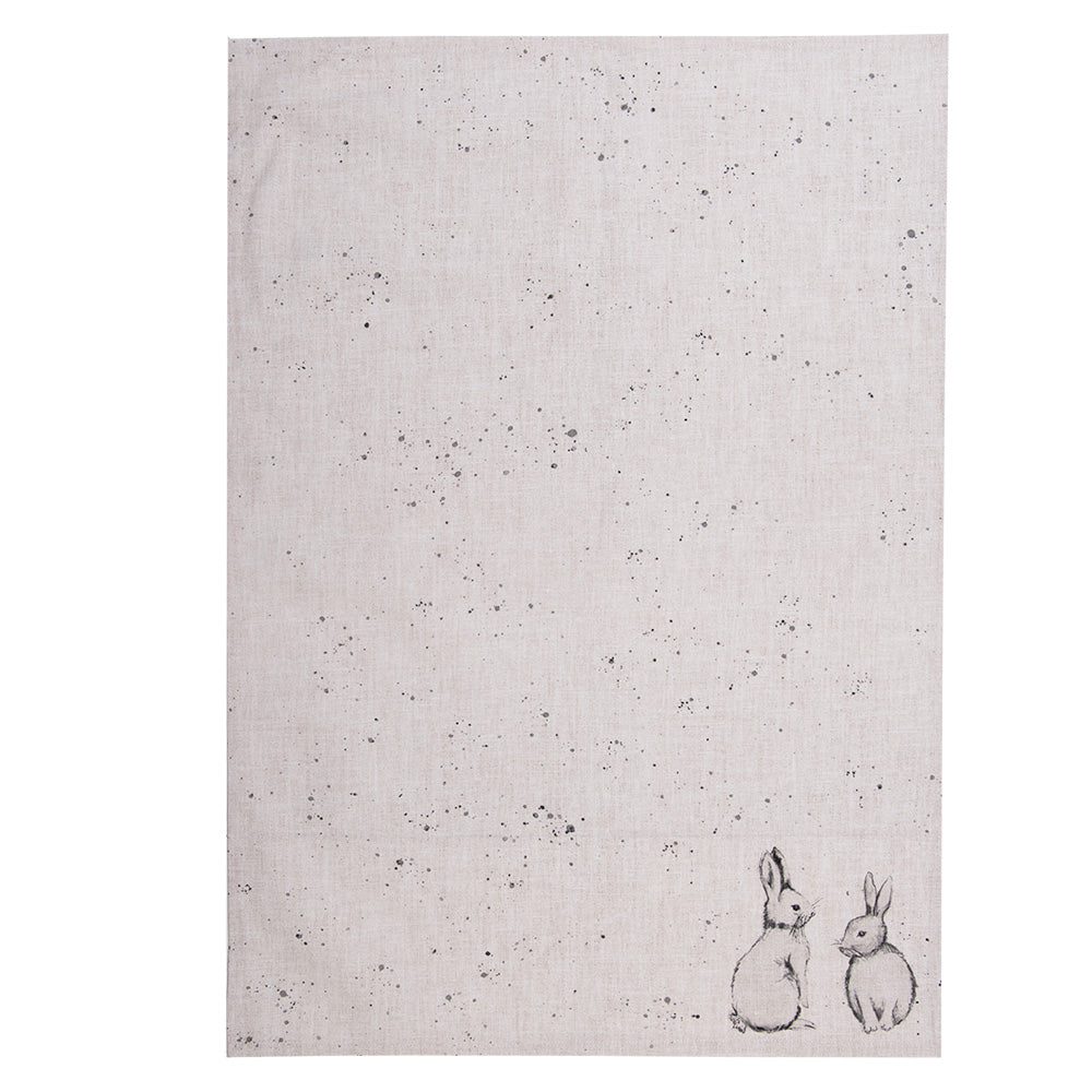 Strofinaccio beige con coniglietti, 50x70 cm