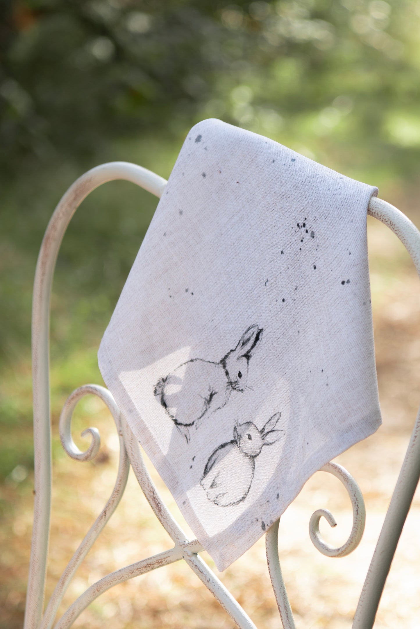 Tovaglioli beige con coniglietti 40x40 cm