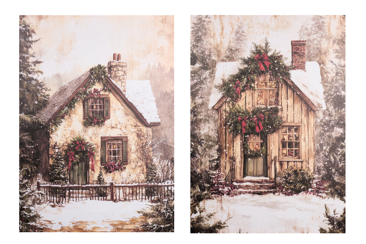Quadro canvas Baita innevata, 2 VARIANTI, 50x70 cm