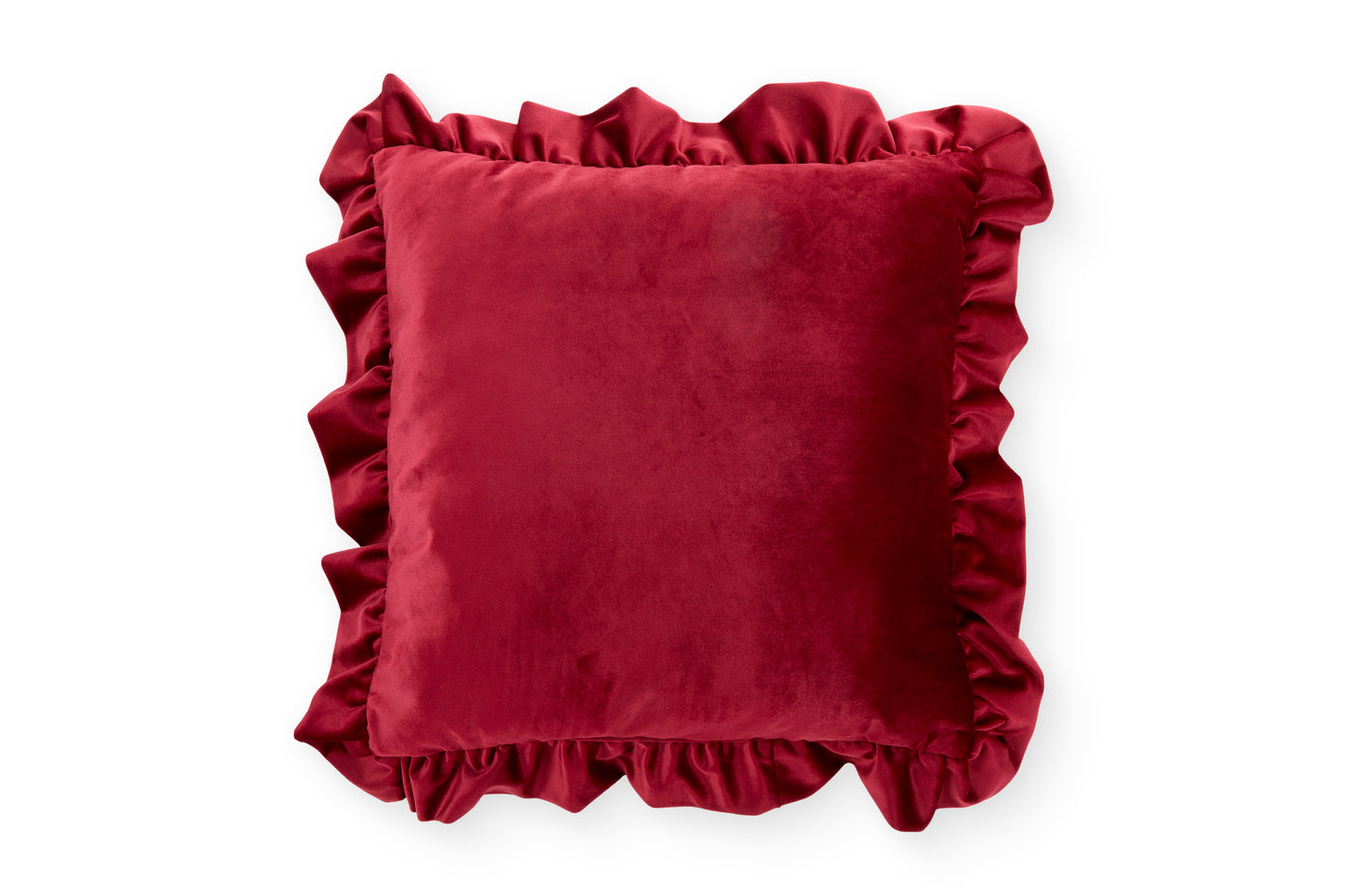 Cuscino velluto con rouges rosso scuro 45x45cm con interno