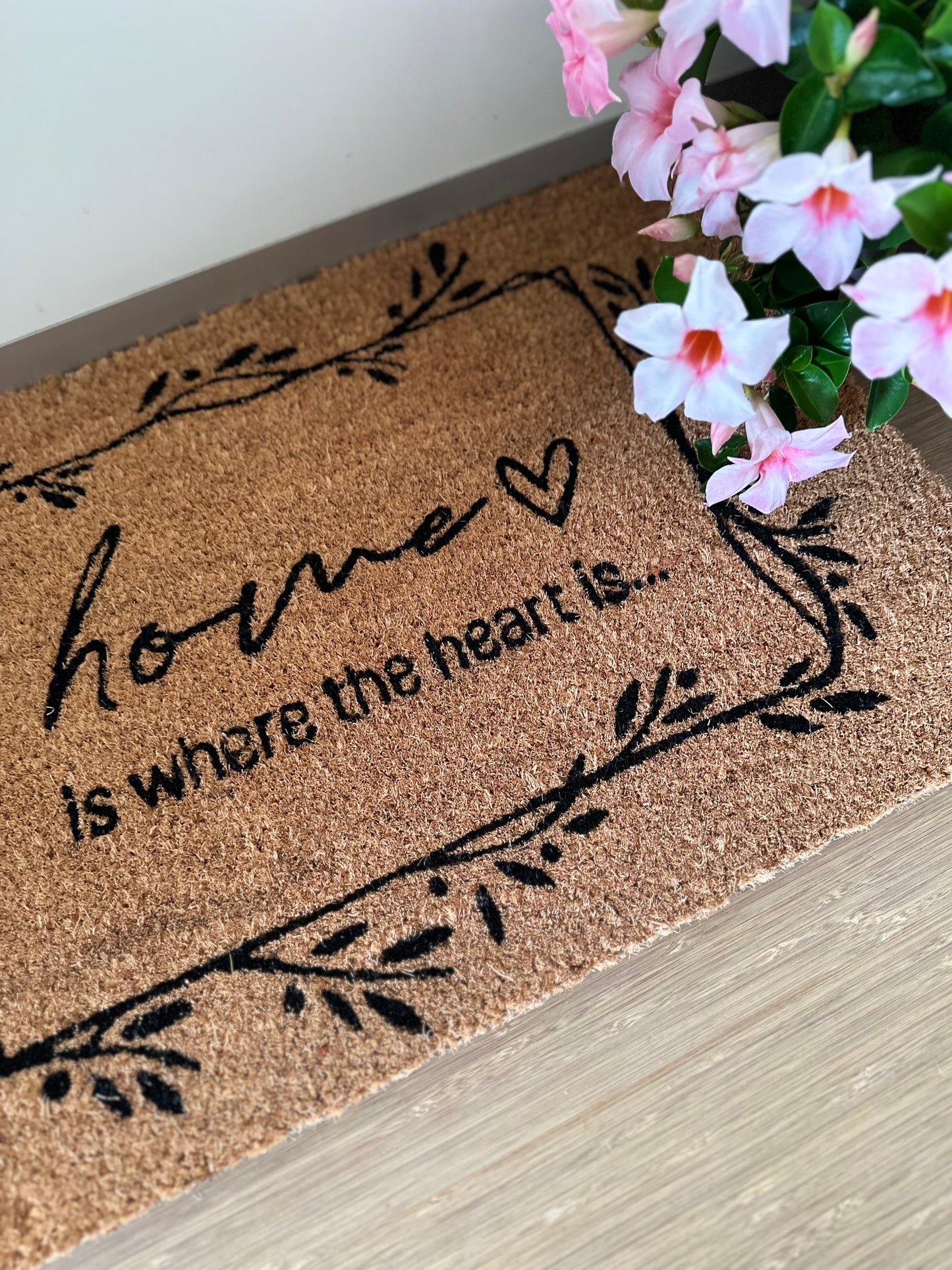 Zerbino 'Home' in fibra di cocco con antiscivolo 60x40x1,5 cm "Home is where the heart is..."