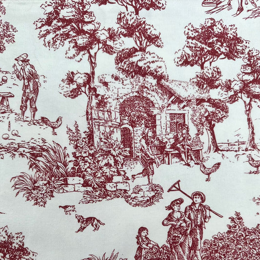 Tovaglia Toile de Jouy  colore rosso 100% cotone