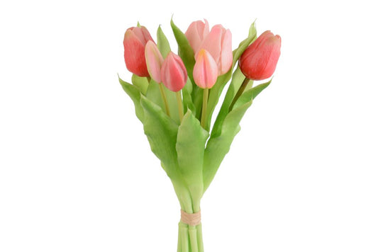 Tulipani Gumy, colore rosa, mazzo da 7 fiori, h 30 cm
