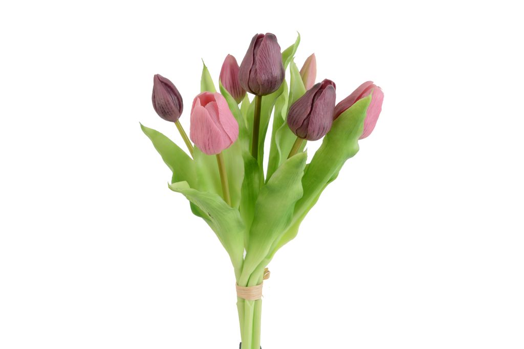 Tulipani Gumy, colore malva, mazzo da 7 fiori, h 30 cm